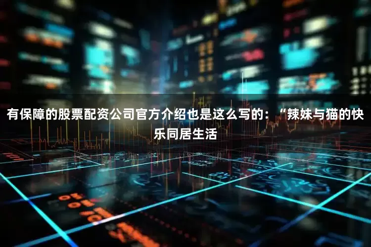 有保障的股票配资公司官方介绍也是这么写的：“辣妹与猫的快乐同居生活